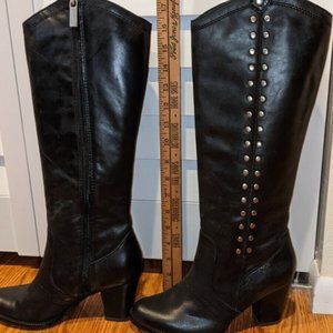 Reba Black Leather Studded Boots 6-1/2 M (44710001 RUSTY) NWOT